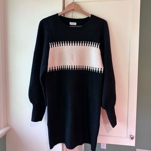 Vestique Black Preppy Stripe Sweater Dress
